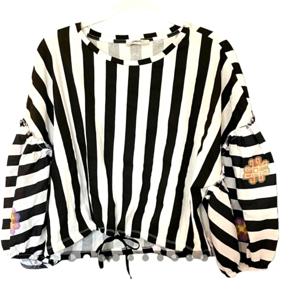 ZARA Trafaluc black and white striped top Small - Picture 1 of 16